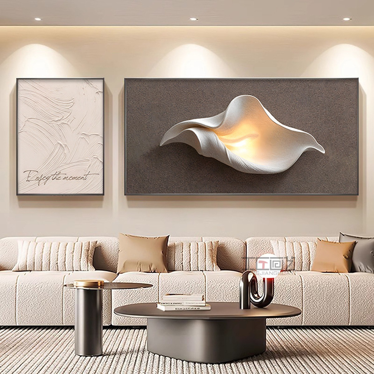 Luz de lujo de alto nivel pintura de decoración de la sala de estar estereoscópica abstracta sofá fondo pintura mural simple moderna pintura colgante