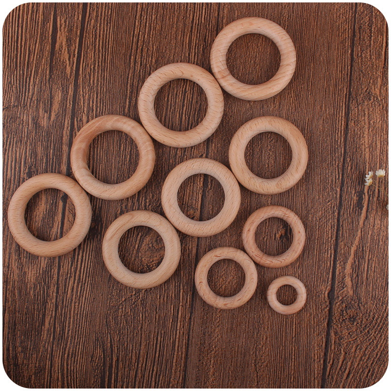Bebé molar anillo de madera 25-55mm de madera maciza de haya anillo de juguete Niños DIY creativo mordedor pulsera mordedor palo