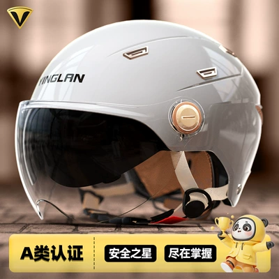 Motosiklet kaskı (dəbilqə) — Half Helmet, Motorcycle Safety Helmet - 3c-starry-sky-gray-double-mirrors-inside-and-outside-new-national-standard-class-a-one-size-fits-all