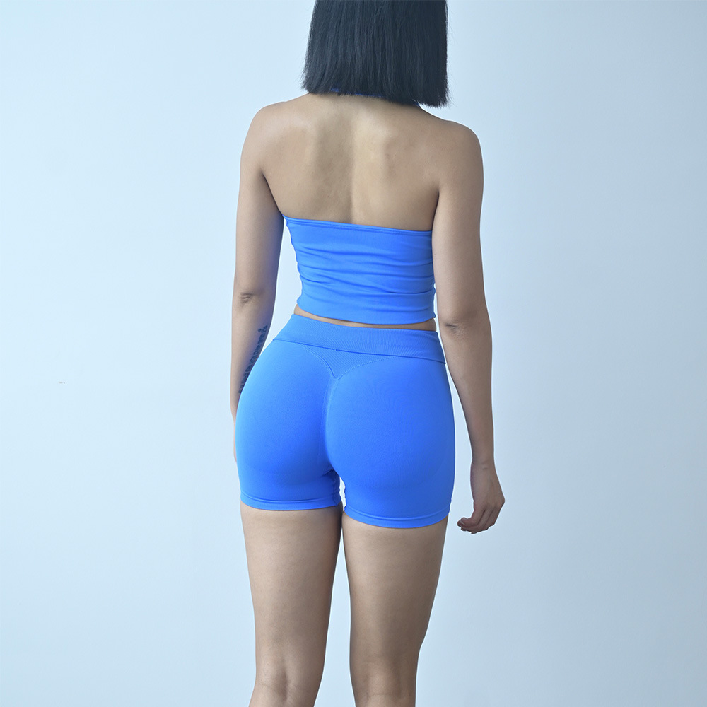 Cross-border dfyne sin pico de vestir para mujeres pantalones cortos de yoga mel mel mel melon elevación de cadera colgante chaleco deportivo conjunto de fitness