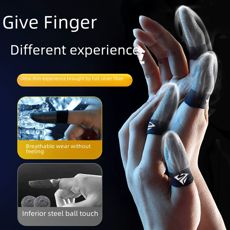 奢姿 E -sports game finger eats chicken fingers silver cloth fiber double -spelling ice -breathable anti -sweat skating mobile game finger set