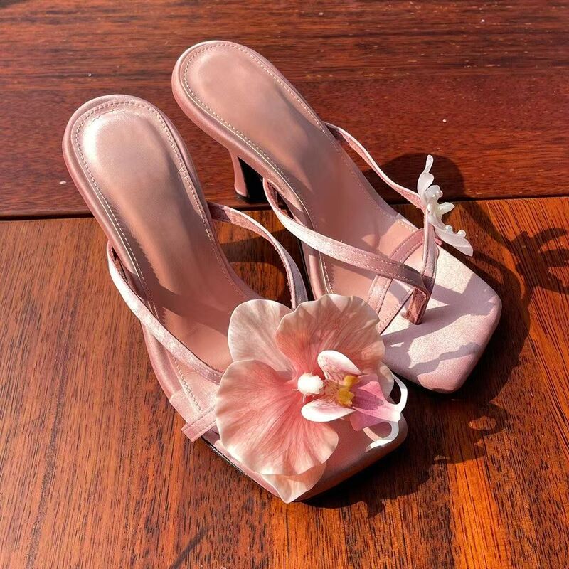 Yuan Yang Outdoor High Heels 2025 Summer New Style Thong Slip-On High-Value Design Fairy Style Niche Sandals for Women