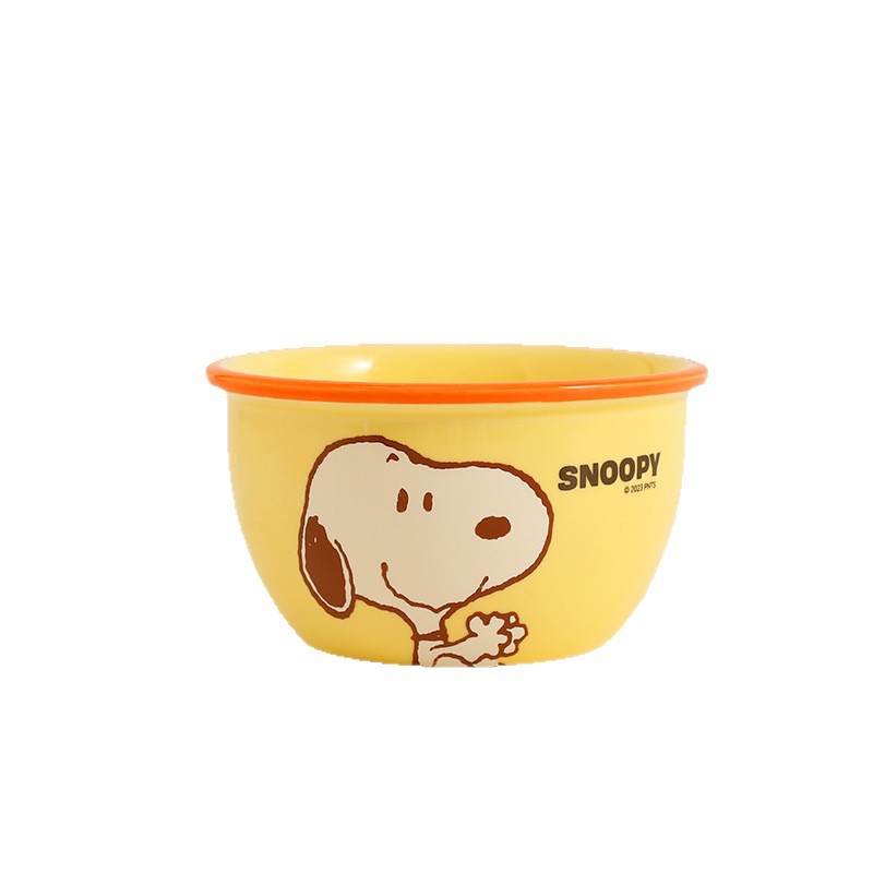 Snoopy cuenco de cerámica doméstico de 4.5 pulgadas cuenco de arroz de alto valor de superficie cuenco de arroz cuenco de sopa cuenco de fideos cuenco de dibujos animados encantadores cubiertos