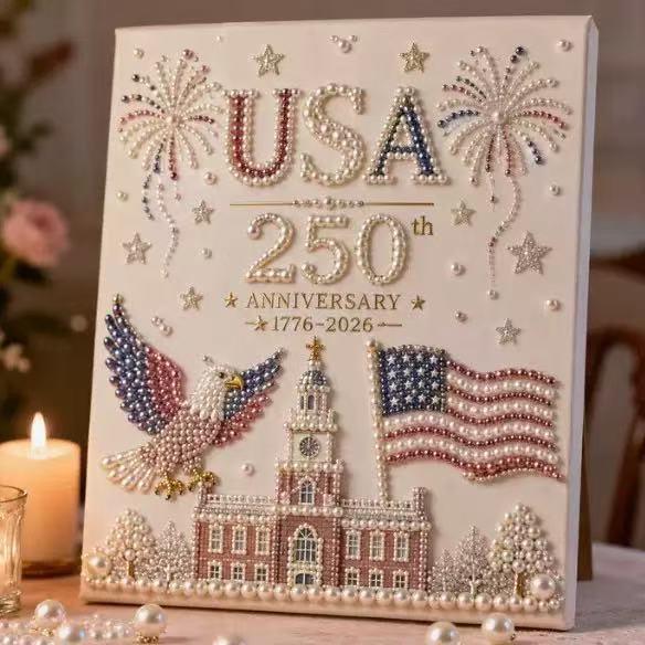 Cross-Border Hot-Selling Product: DIY Handmade Pearl Painting Commemorative Edition for the 250Th Anniversary of the Founding of the United States, Bedroom Decoration Painting Set Cross-Border Hot-Selling Product: DIY Handmade Pearl Painting Commemorative Edition for the 250Th Anniversary of the Founding of the United States, Bedroom Decoration Painting Set