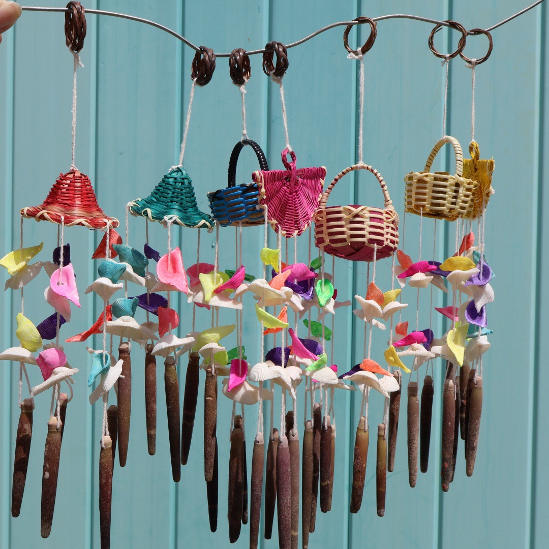 Small Flower Blue Manufacturer Wholesale Street Stall Creative Handicraft Decoration DIY Shell Wind Chime_voghion.com