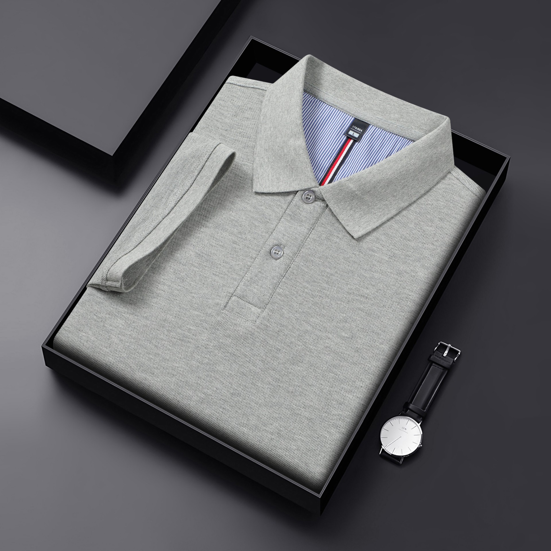 Verano pesado frío y transpirable 7A antibacteriano 65 algodón gran solapa de cuentas en vivo camisa POLO caliente camiseta de manga corta