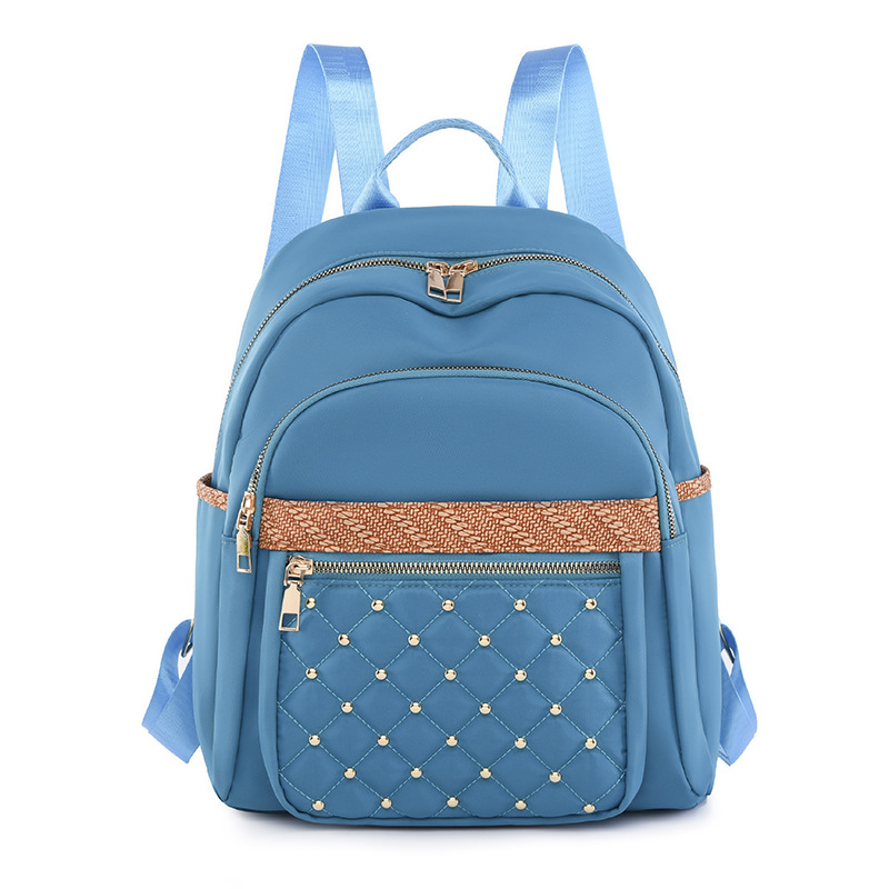 2023 otoño nuevas señoras casuales mochila de tela Oxford moda rombo gran capacidad contraste color mochila de viaje marea