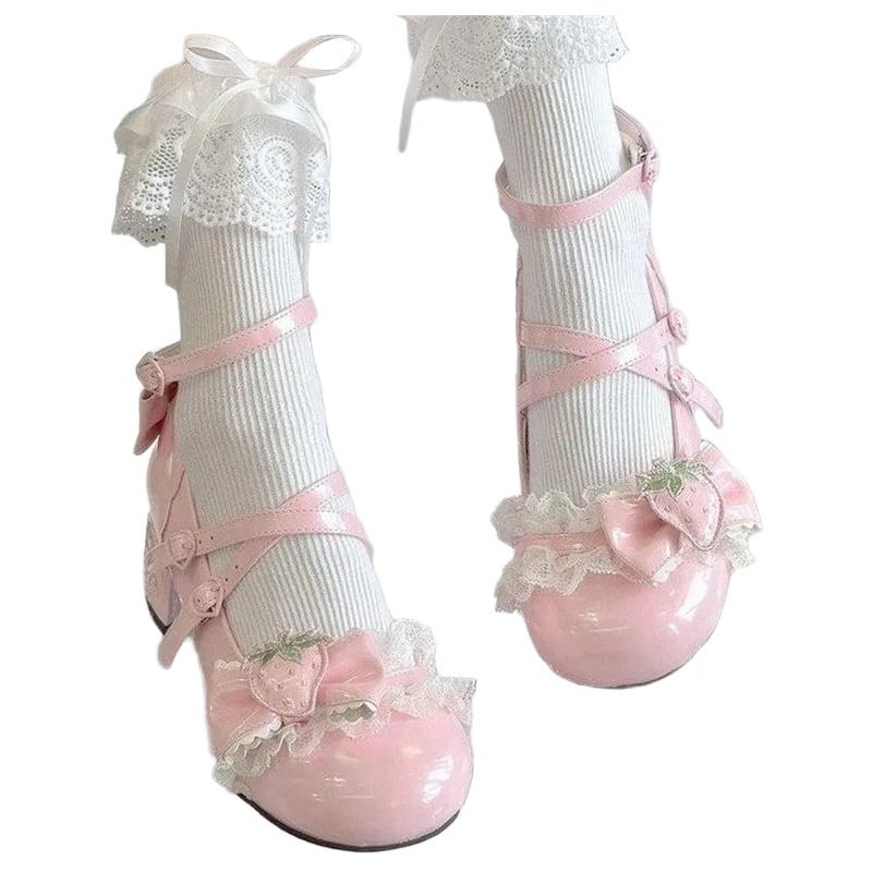 Zapatos Lolita originales arco encaje JK zapatos de cuero con cabeza redonda Lolita zapatos japoneses de dos dimensiones para mujeres