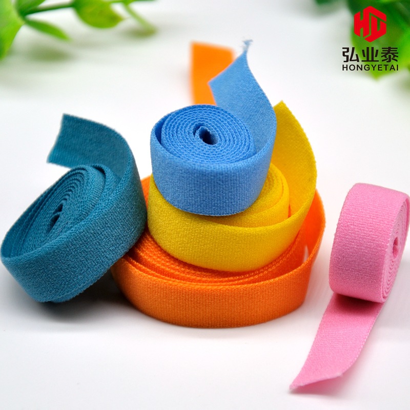 1CM后领带服装辅料后领条松紧带包领条压花LOGO尼龙高弹力领口