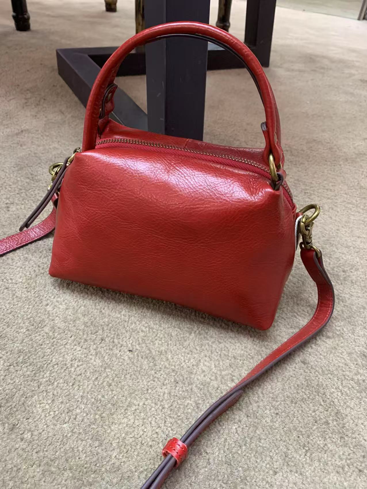 Genuine Leather Crossbody Handbag For Women, 2024 New Versatile Small Square Bag, Pure Cowhide Large Capacity Shoulder Bag, Contrast Color - Thumbnail 8