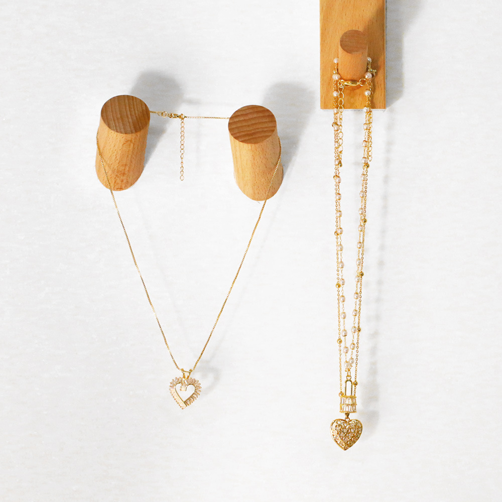 2022 new heart-shaped copper gold-plated inlaid zircon necklace