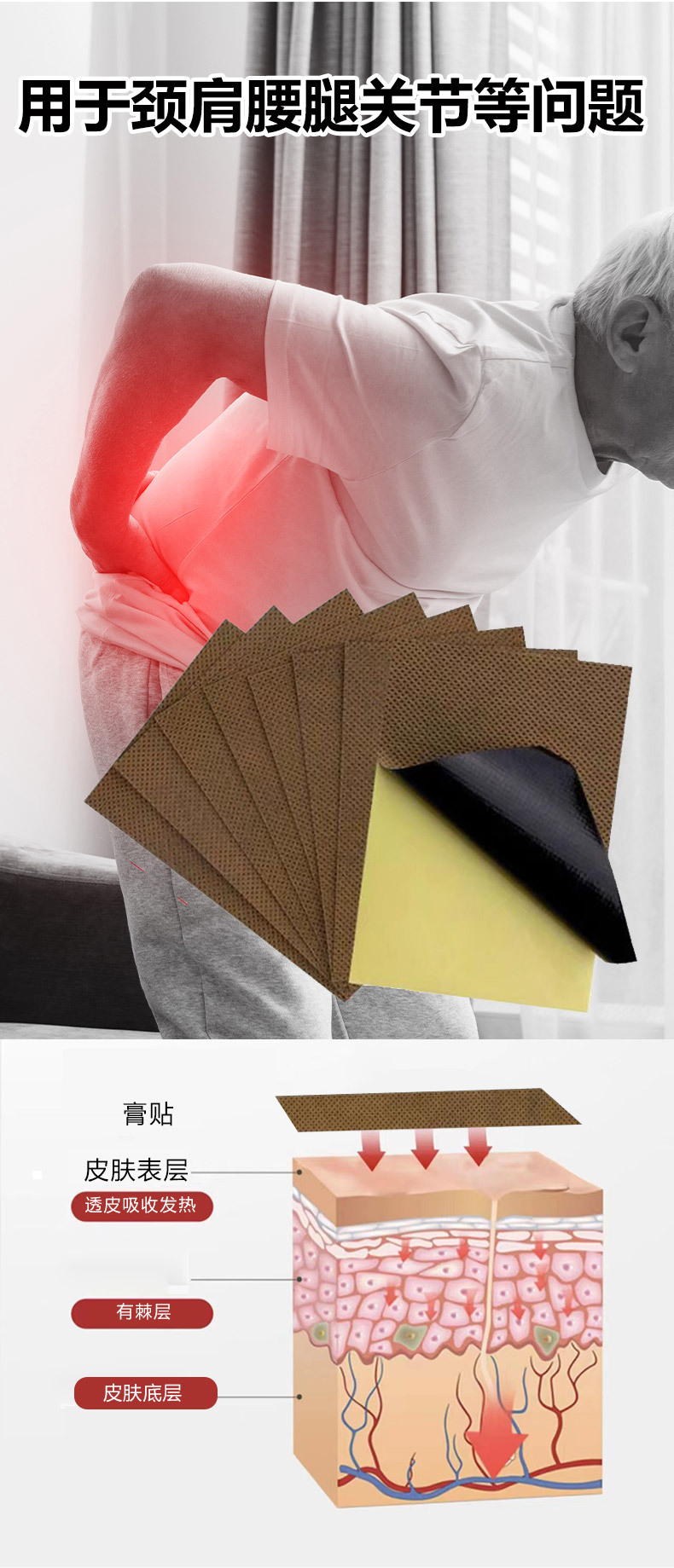 Yao Benren Pain Relief Herbal Patches for Neck Waist Joint Shoulder 7cm x 10cm 8 Patches per Box specifications