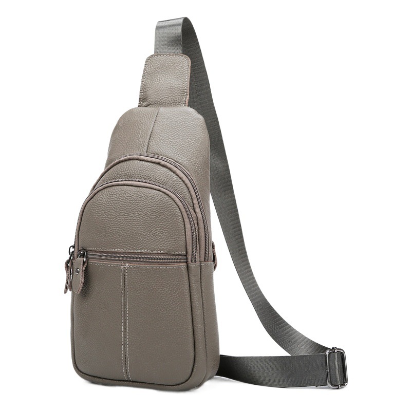Chest pack new casual men's leather chest bag head layer cowhide source men's messenger bag cowhide bag wholesale