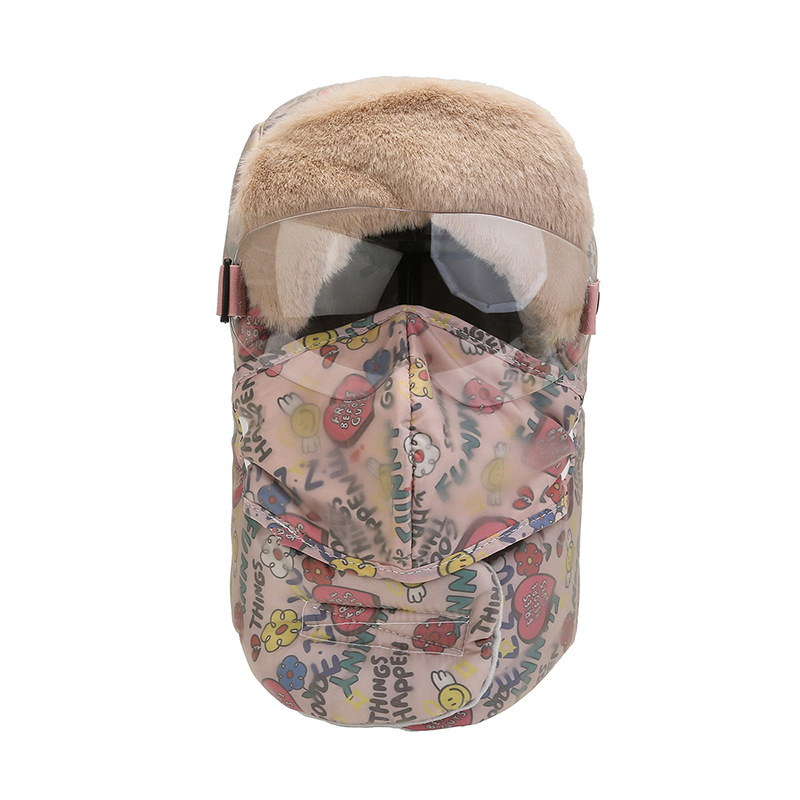 Trapper Hats Lei Feng pălărie îngroșată iarnă în aer liber pălărie caldă pentru femei care călăresc pălărie rezistentă la vânt plus pălărie din bumbac și catifea_voghion.com