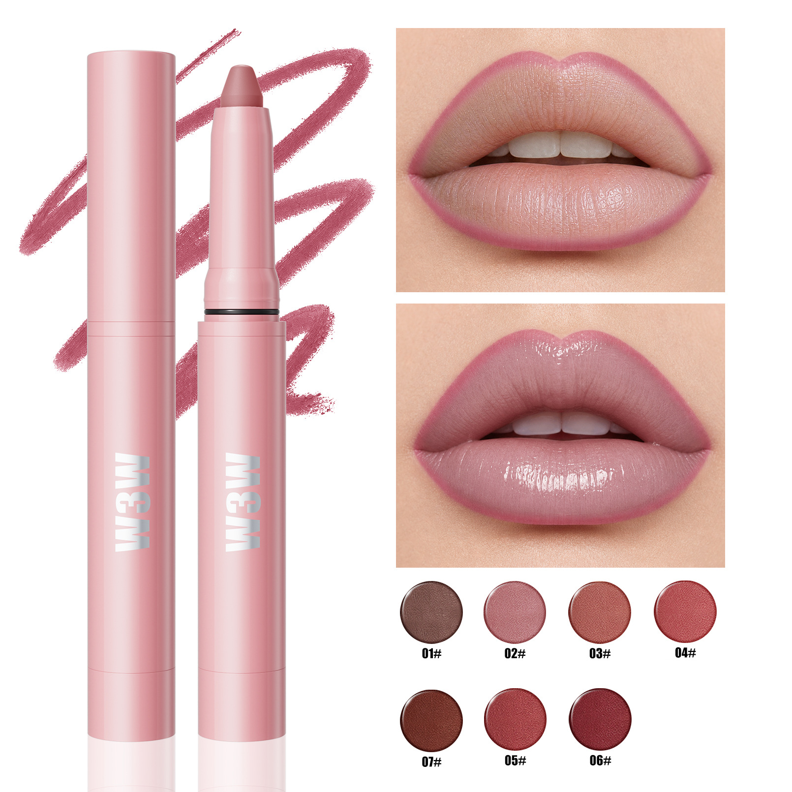 Amazon TK best-selling W3W lip liner, waterproof, long-lasting, and smudge-proof, with a velvety, creamy texture