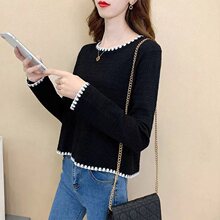 2025初秋新款百搭针织打底衫女装韩版恤显瘦复古小香风外穿上衣