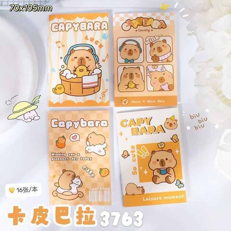 Cuaderno lindo Kapibala cuaderno de línea horizontal de conejillo de indias de dibujos animados cuaderno de bolsillo para estudiantes