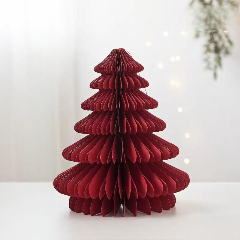 Decoraciones navideñas, adornos de bolas de nido de abeja para decoración navideña, mini árbol de Navidad para escritorio de guardería o centro comercial