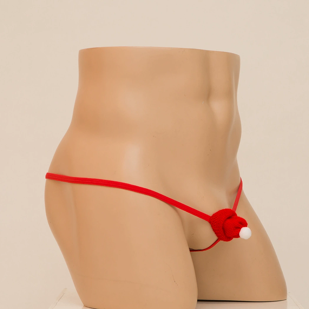 IZUDO Мужские костюм Santa Hat с отверстиями, гипюровые трусы - сексуальные G-String, один размер, синий красный черный розовый белый