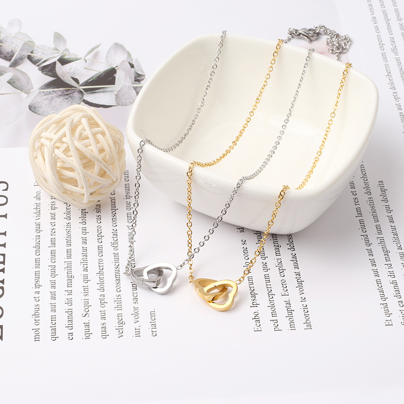 6g Weight 14K Gold Plated Plating Material 304 Stainless Steel Pendant Material Pendant Necklace Classification Elegant Heart Shape Titanium Steel Plating 14k Gold Plated Pendant Necklace