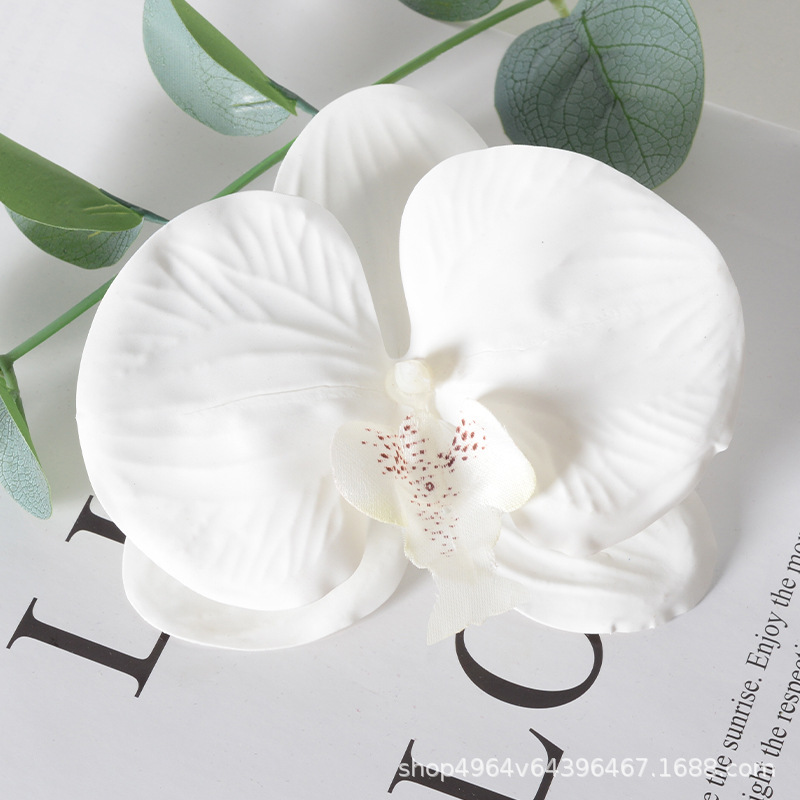 Película blanca Phalaenopsis flor cabeza pétalo simulación flor accesorios tocado horquilla diy flor decorativa de boda hecha a mano