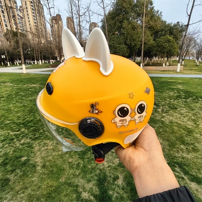 Motosiklet kaskı (dəbilqə) old electric car motorcycle - orange-transparent-short-white-cat-ears-1-5-years-old-send-no-13-post-jz