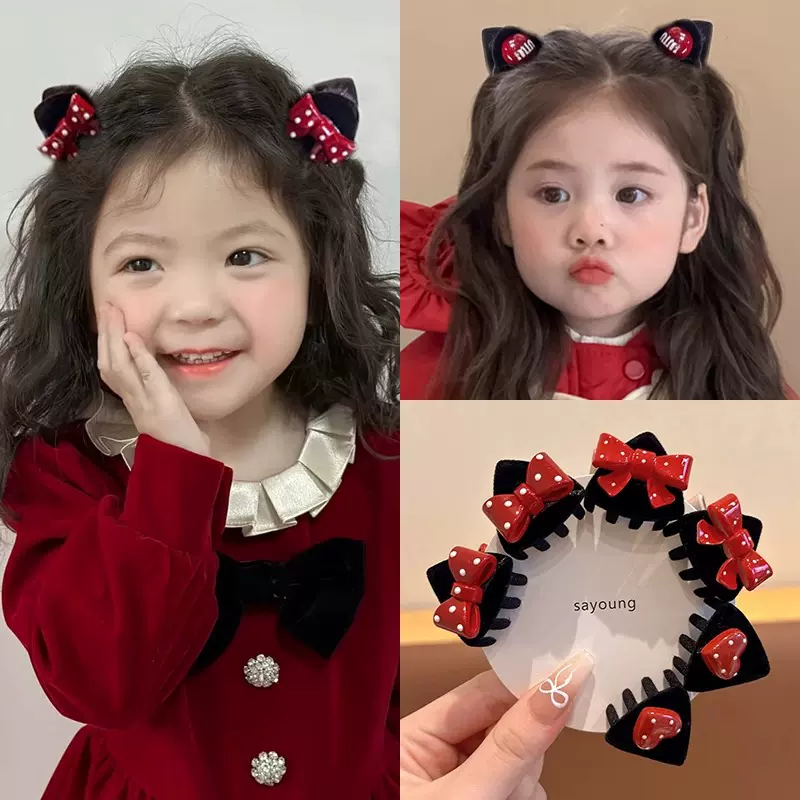 儿童公主头夹碎头发夹子猫耳小女孩甜美高端卡通抓夹女童新年发饰