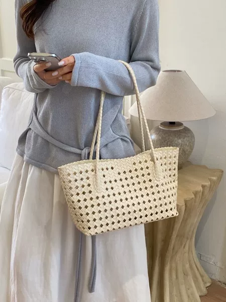 Summer Woven Bag for Women 2026 New Trendy Fashion Korean Tote Bag Large Capacity Shoulder Commuter Bag