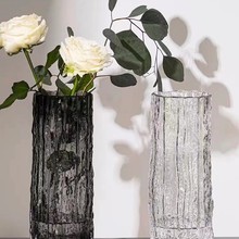 北欧极冻冰川设计感透明玻璃花瓶高级感摆件客厅网红百合花瓶插花