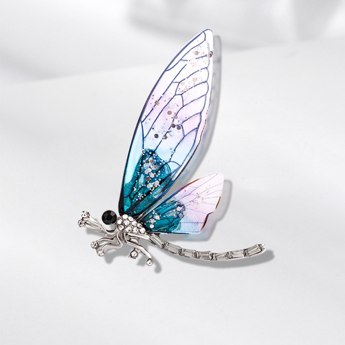 Cross-border European and American insects retro oil-dropping dragonfly corsage high-end rhinestone bee brooch pin crystal brooch