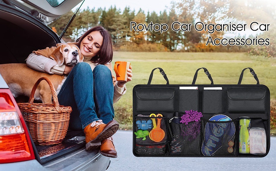 Temu car trunk storage bag, car seat back Oxford cloth hanging bag, multifunctional car storage bag
