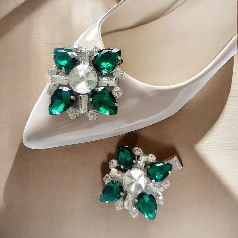 New Cross-border Metal Diamond Shoes Flower Wedding Shoes High Heels Shoe Buckle Shoe Accessories Accessories Shoe Accessories Removable in stock