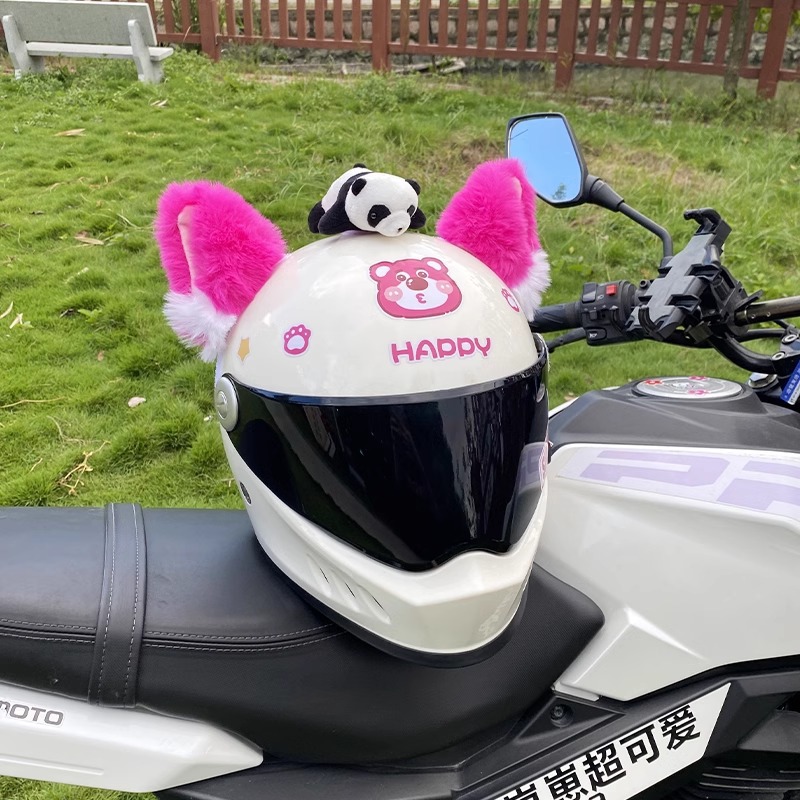 Plush Cat Ear Helmet Decoration Motorcycle Electric Car Accessories Universal