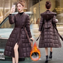 优雅风羽绒服女2025双面羊毛拼接可拆卸连帽门襟90白鸭绒中长外套