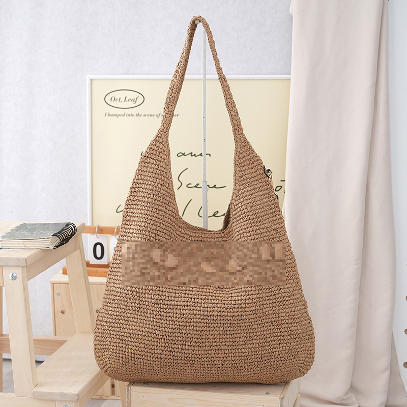 C's Same Style Straw Shopping Bag Large Capacity Tote Bag Seaside Vacation Straw Armpit Bag Satchel Shoulder Bag C's Same Style Straw Shopping Bag Large Capacity Tote Bag Seaside Vacation Straw Armpit Bag Satchel Shoulder Bag