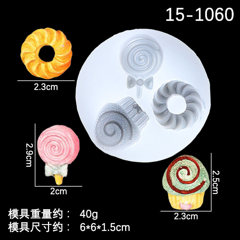 Donut Lollipop helado postre silicona molde hecho a mano DIY material epoxi crema pegamento teléfono caso Accesorios