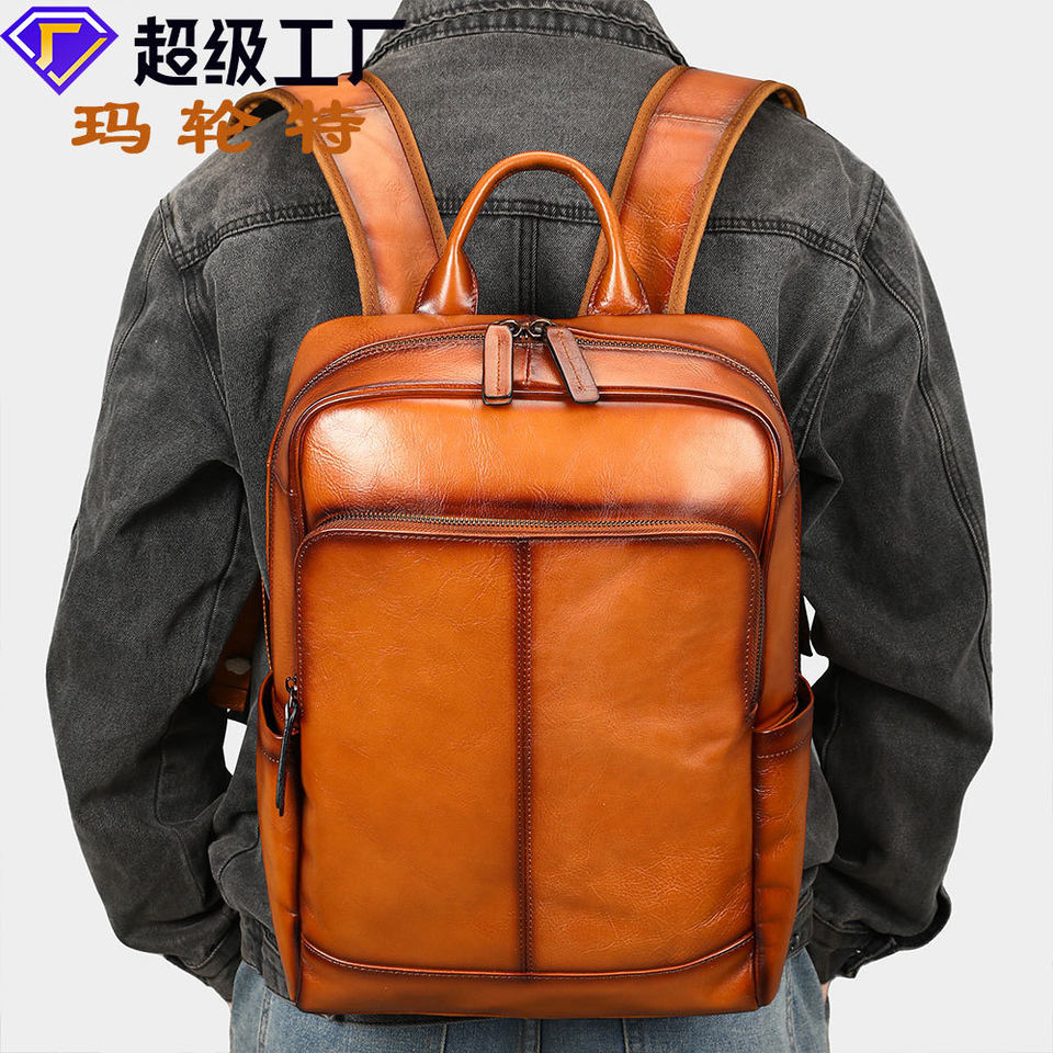 Ba lô nam da bò thật cao cấp phong cách công sở, ba lô đựng máy tính 10 inch — màu đen, Cà phê tự nhiên rơi, Đen tự nhiên, rơi tự do, Nâu cà phê