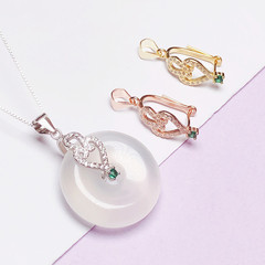 平安扣夾扣925純銀扣吊墜小中號扣銀扣頭翡翠玉石水晶diy銀扣頭