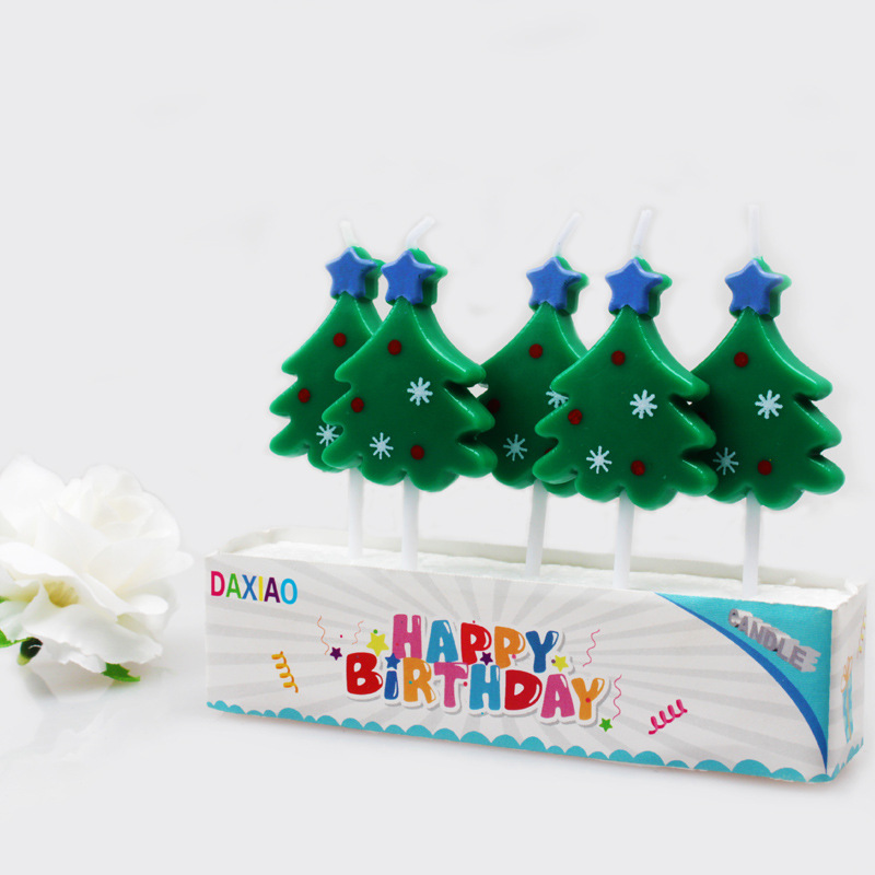 Pastel de cumpleaños transfronterizo velas de Navidad 5 traje de Santa Claus muñeco de nieve árbol decoración para hornear velas de cumpleaños