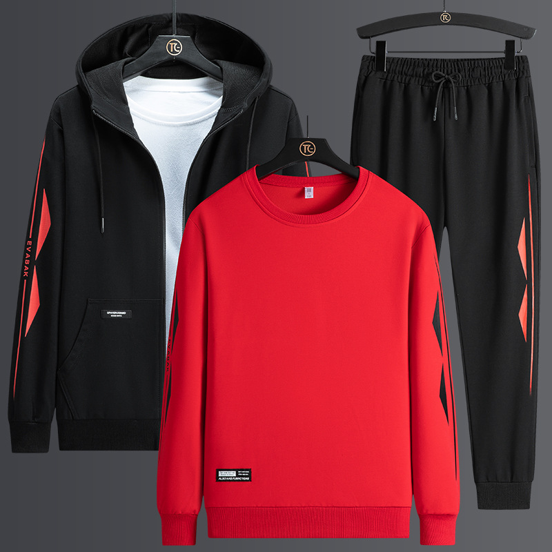 Sudadera extragrande para hombre, traje informal, traje deportivo de otoño e invierno, pantalones jogger de manga larga a la moda, traje de tres piezas.