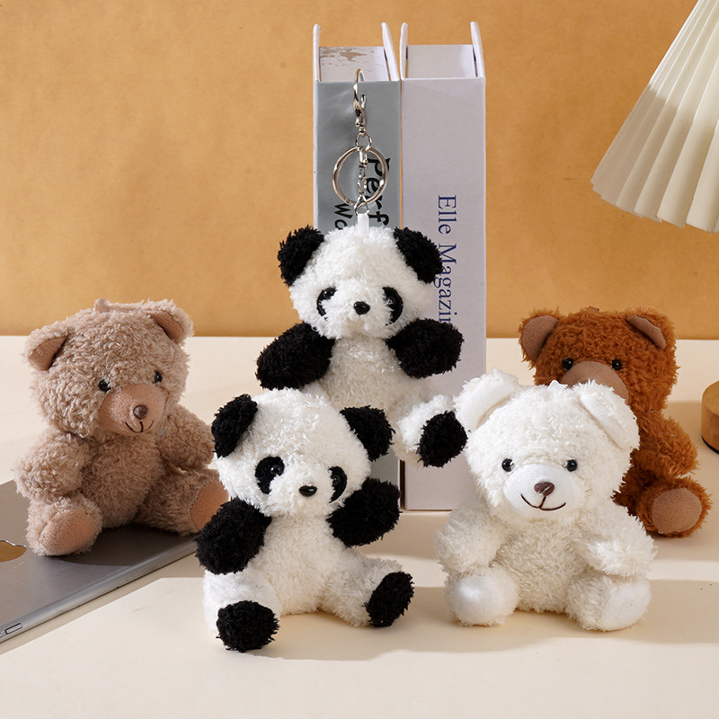 Cute sitting teddy bear plush toy doll bear keychain pendant women's bag pendant clothing accessories doll