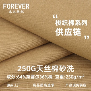 250G天丝棉砂洗面料 莱赛尔斜纹洗水棉布 春夏裤装衬衫连衣裙布料