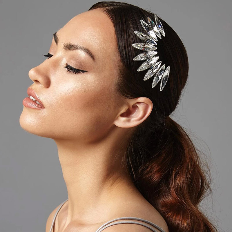 Cross-border nuevo cabello de ojo de caballo personalidad tocado de diamante de novia accesorios de combinación mujer banda de pelo