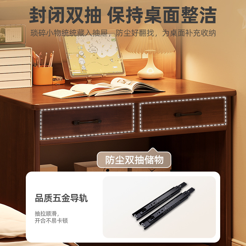Escritorio de madera maciza, estantería, mesa integrada, dormitorio, estantería simple y moderna, tocador, armario de almacenamiento, escritura para estudiantes