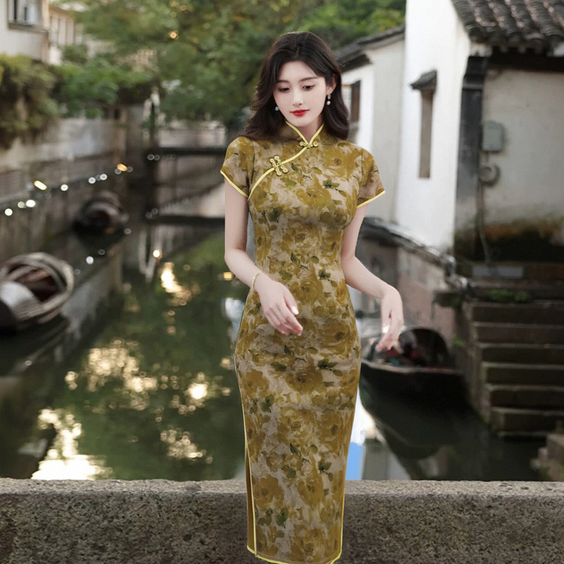 반팔롱치파오 [화만우]-옐로우