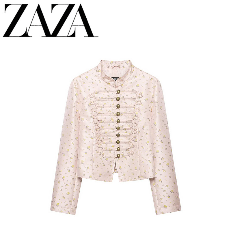 ZAZA self-designed European and American style wholesale women's fashion versatile casual floral print slim-fit blazer