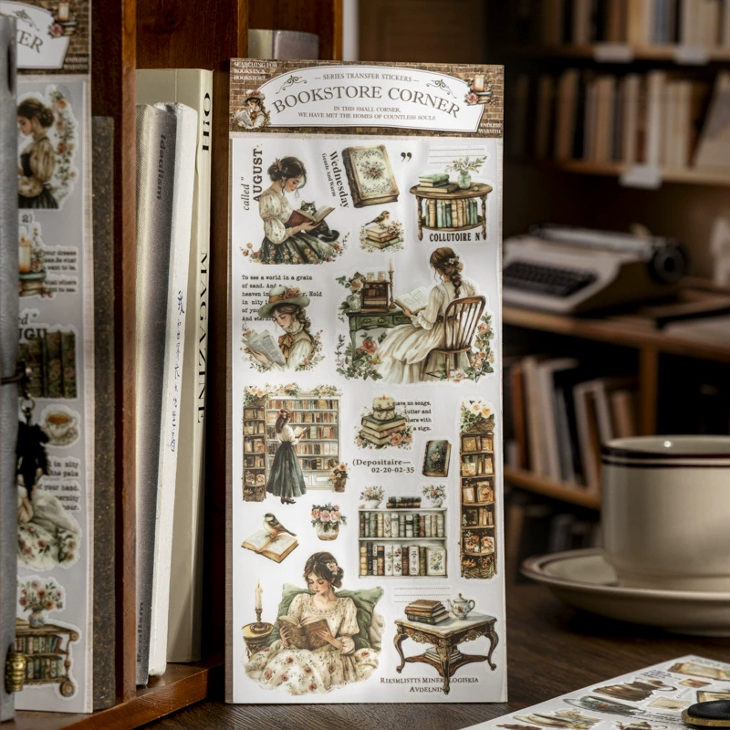 Кетчуп для девочек книжный магазин ландшафтное воспечатание угловой серии книжного магазина легкий ретро ручной счет материал декоративный коллаж