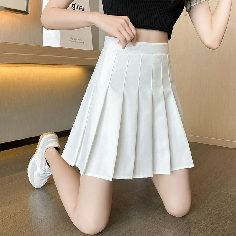Белая юбка Юбка Новая плиссированная юбка с высокой талией Короткая юбка
