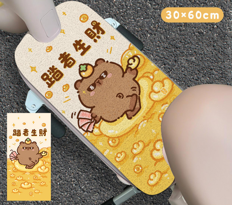 Cute cartoon silk loop electric vehicle floor mat, wear-resistant, protects from mud and sand, easy to clean, direct factory sales and delivery