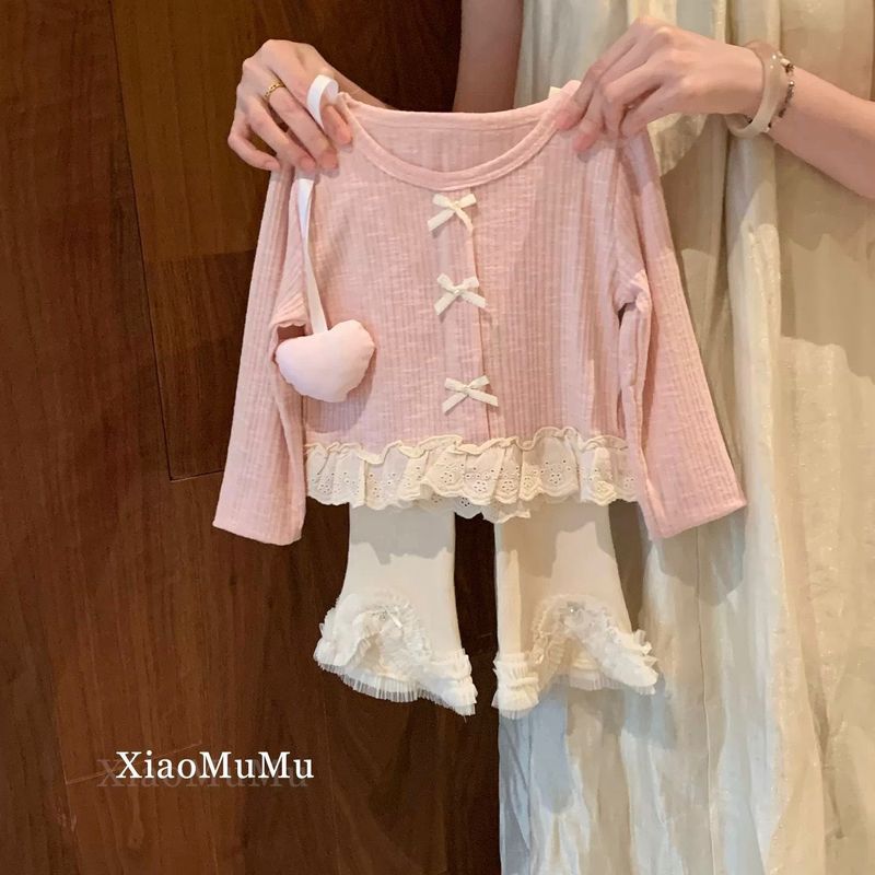 女童甜美上衣秋装2025新款小童女宝宝洋气打底衫百搭打底裤两件套|undefined